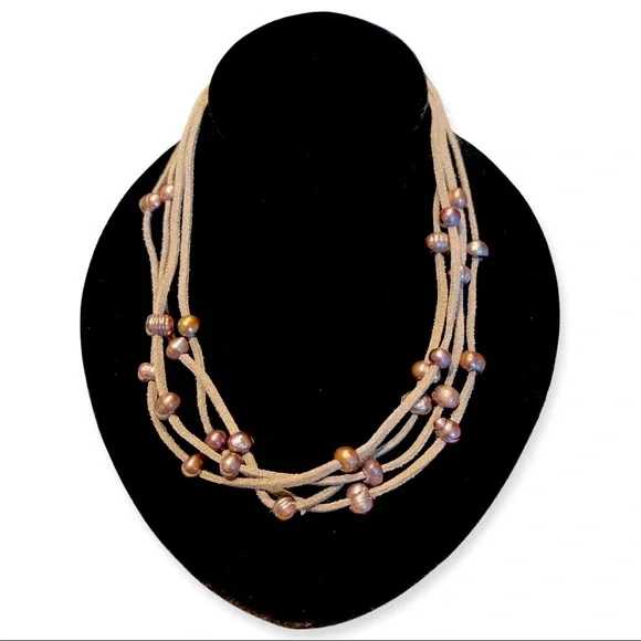 Julea Jewelry Julea Suede And Pearl Multistrand Necklace